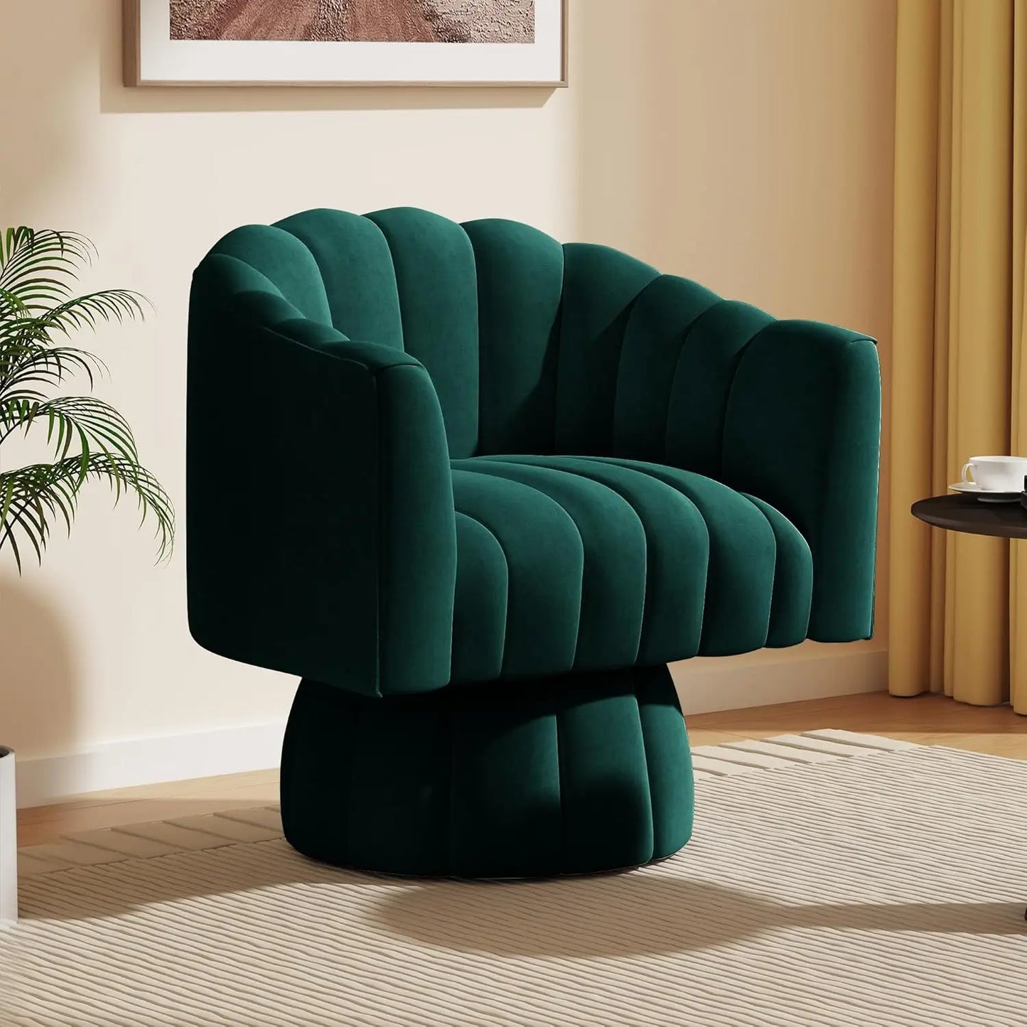MOYU Velvet Upholstered Swivel Accent Chair 360 Degree Spin Armrest