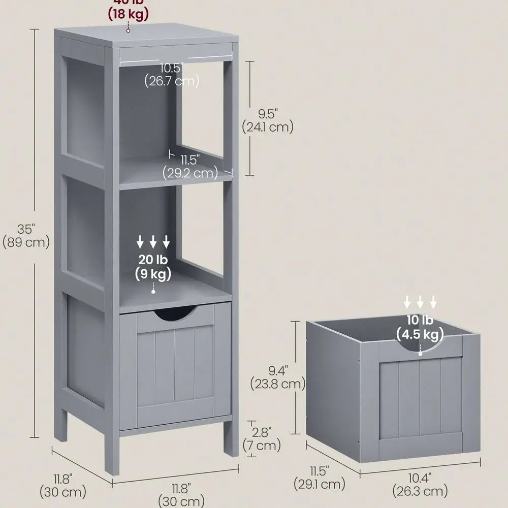 Modern Bathroom Floor Cabinet With 2 Drawers And Open Shelf - Freestanding Storage Organizer Bathroom Floor Cabinet With