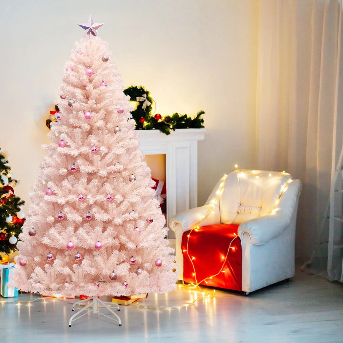 LIFEZEAL Artificial Christmas Tree Holiday Decoration Flame Resistant PVC