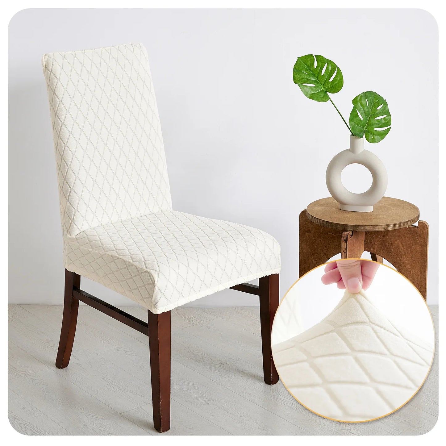 NONECN Jacquard Chair Cover Set Diamond Pattern Elastic Slipcovers