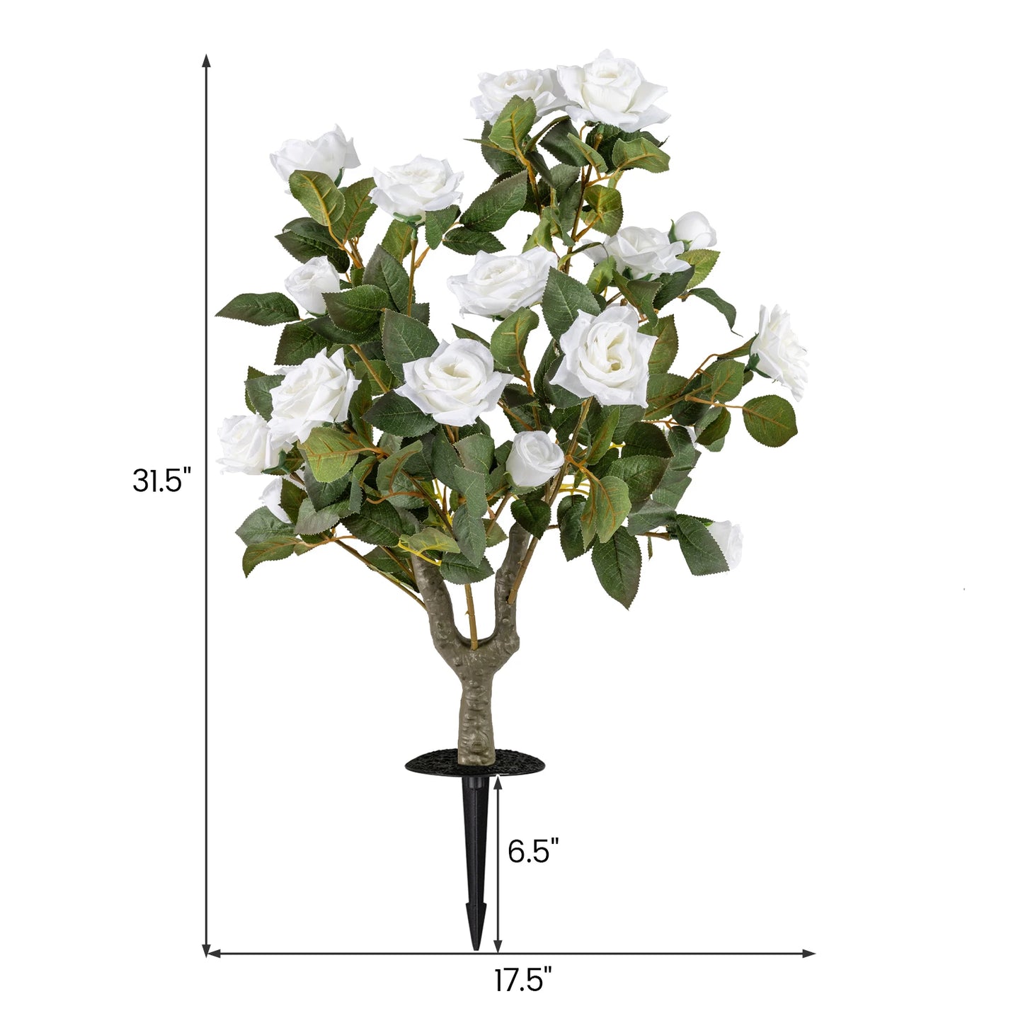 2 Pack Artificial Rose Flower Trees, 31. 5" w/ Spikes, 186 Leaves & 18 White Flowers
