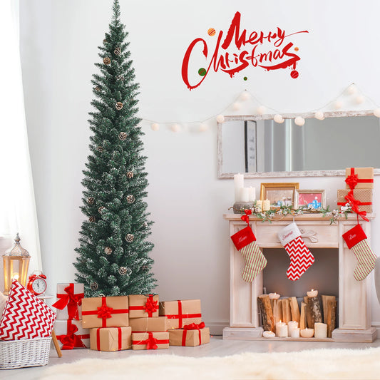 MULTIGOT Artificial Slim Pencil Christmas Tree With Snowy Branch Tips