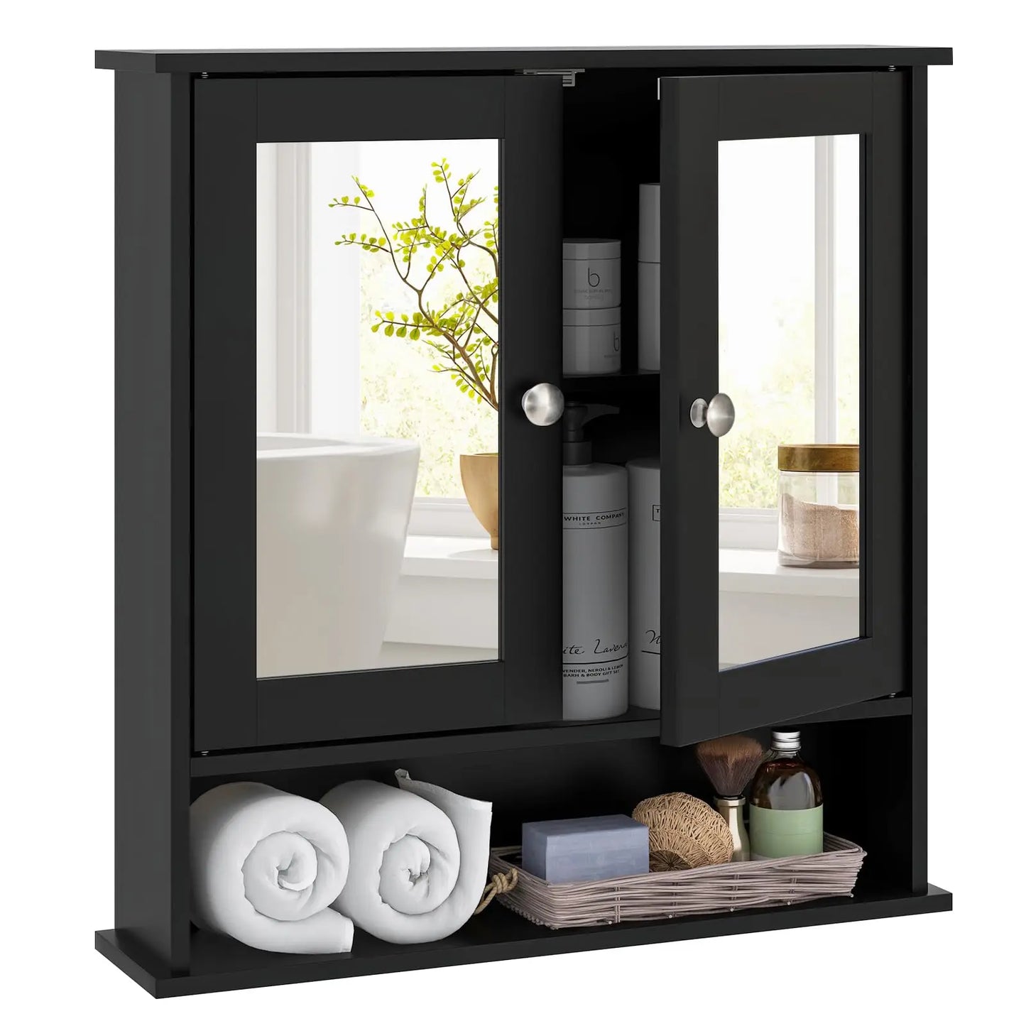 XIUWO Wall Mounted Bathroom Medicine Cabinet With Mirror