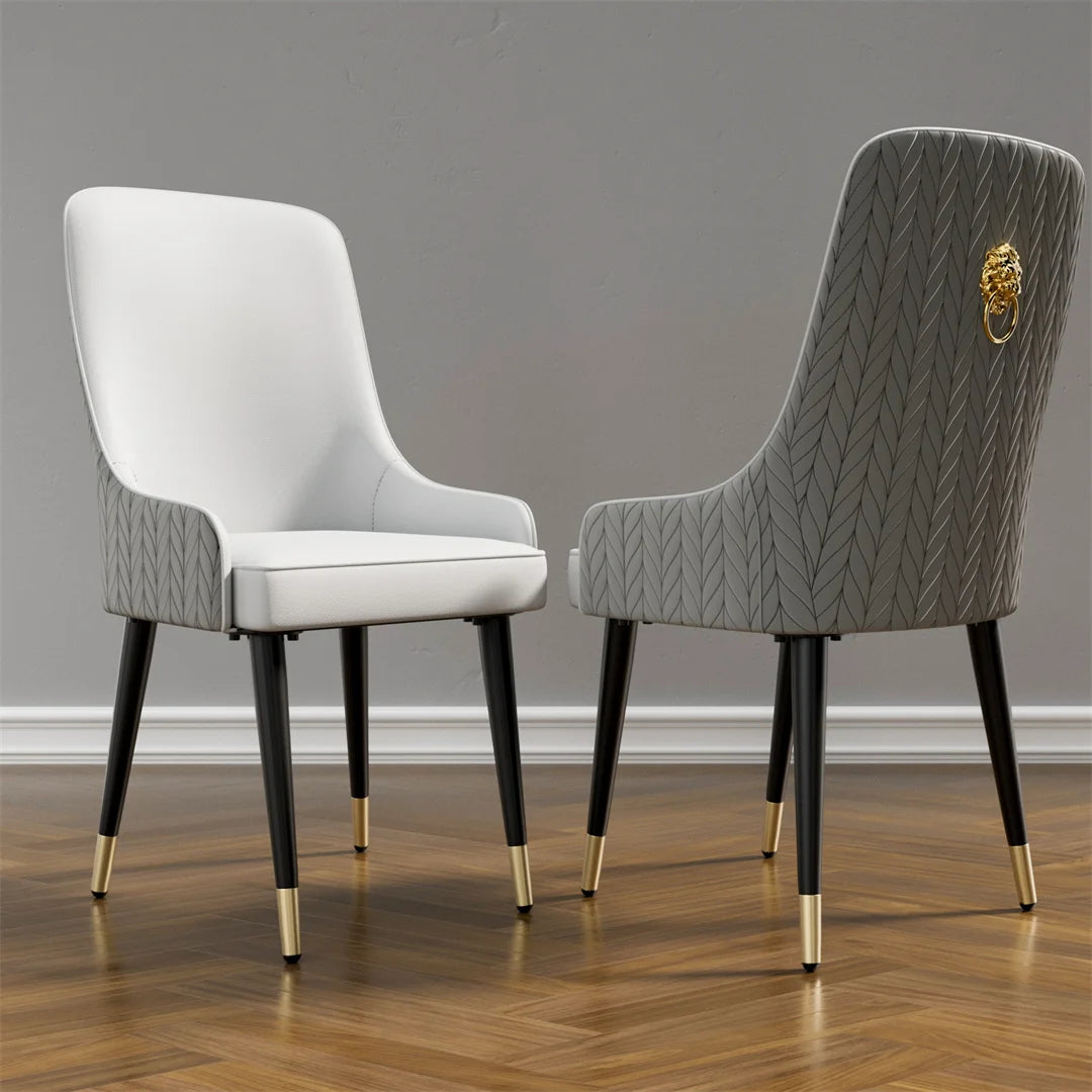 LUVODI Modern Dining Chair Set of 2 Microfiber Leather Leisure Chairs with Lion Knocker for Kitchen Table Restaurant