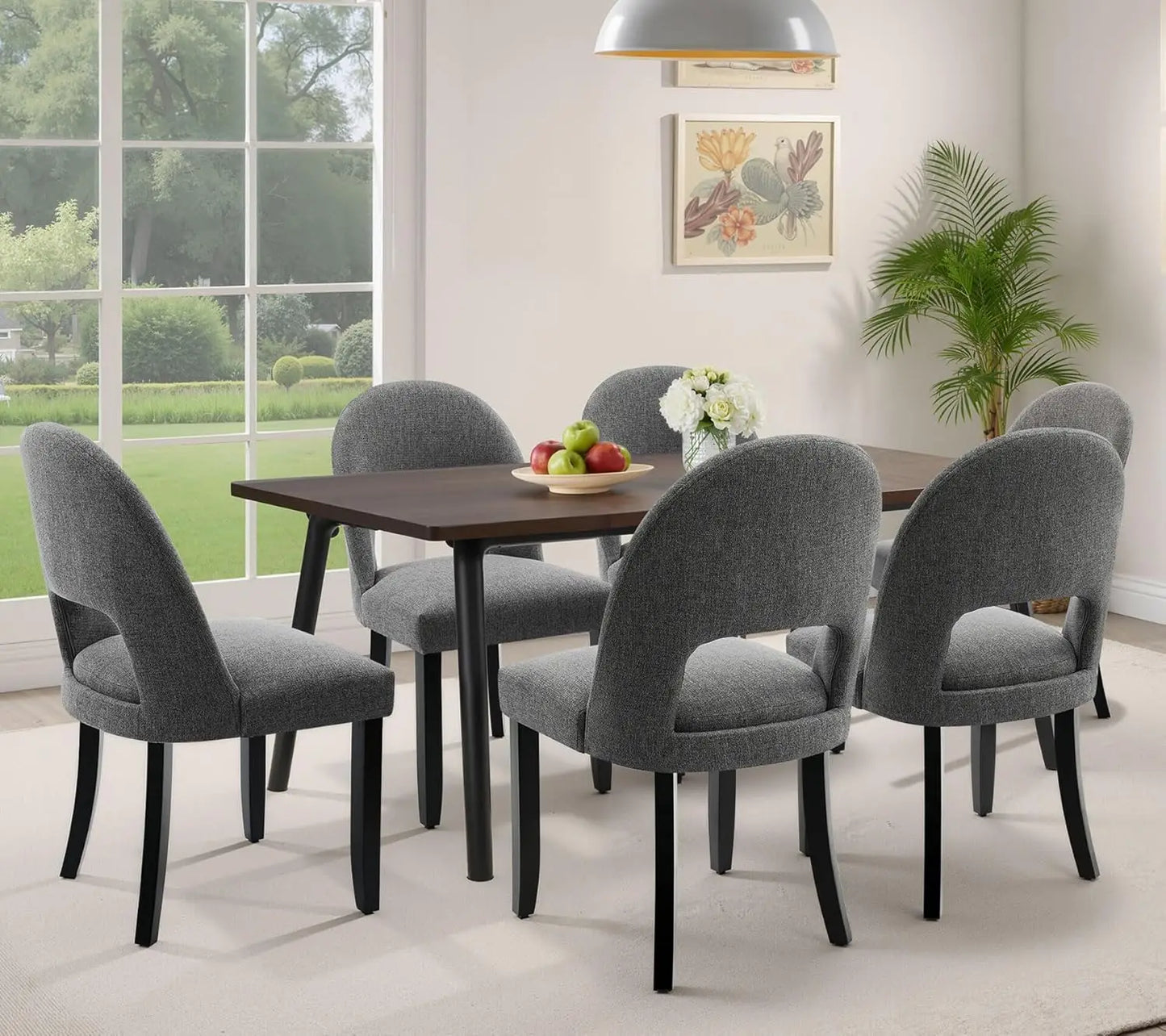 Upholstered Dining Chairs Set Of 6 Mid Century Modern