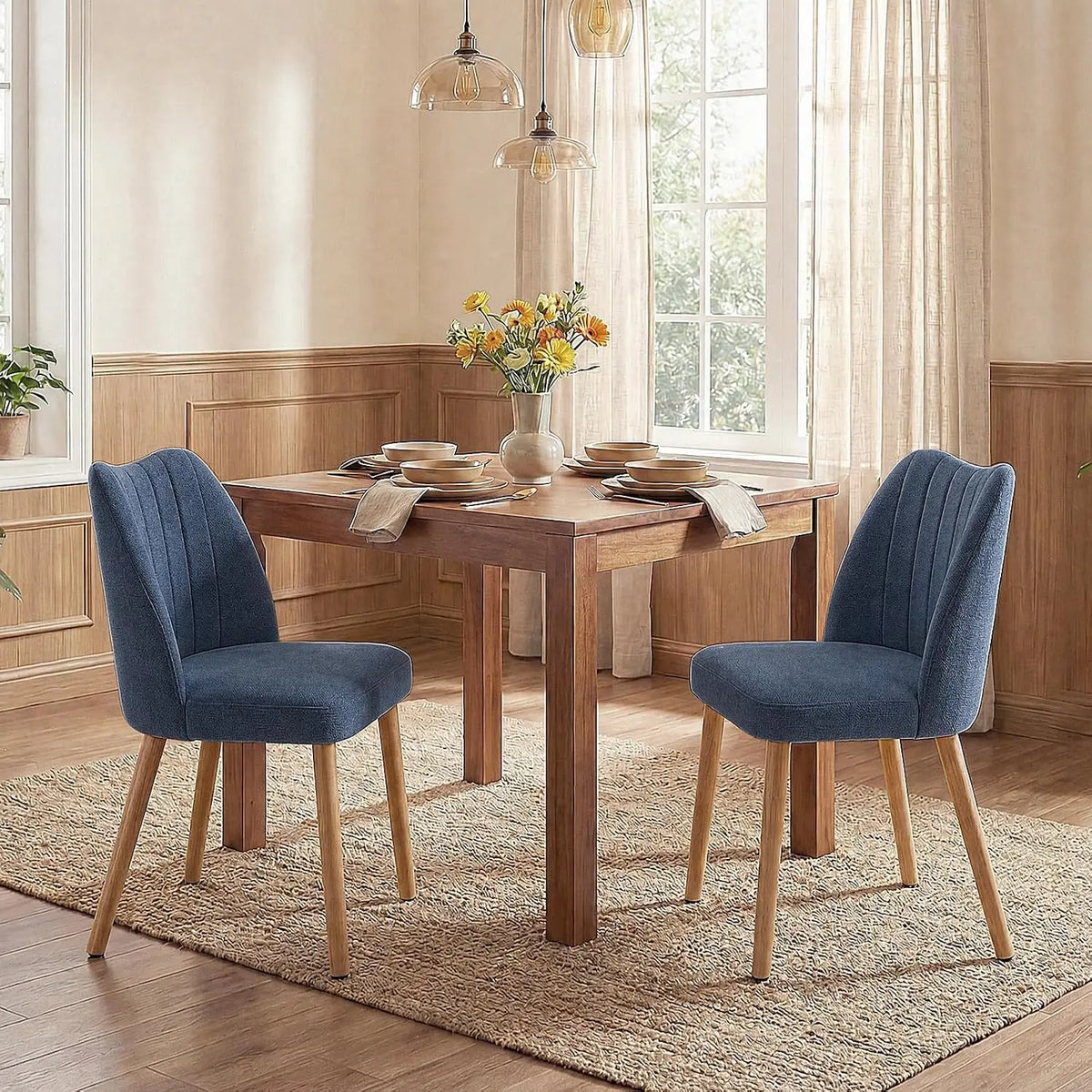 HiMISS Mid Century Modern Upholstered Dining Chairs Pair