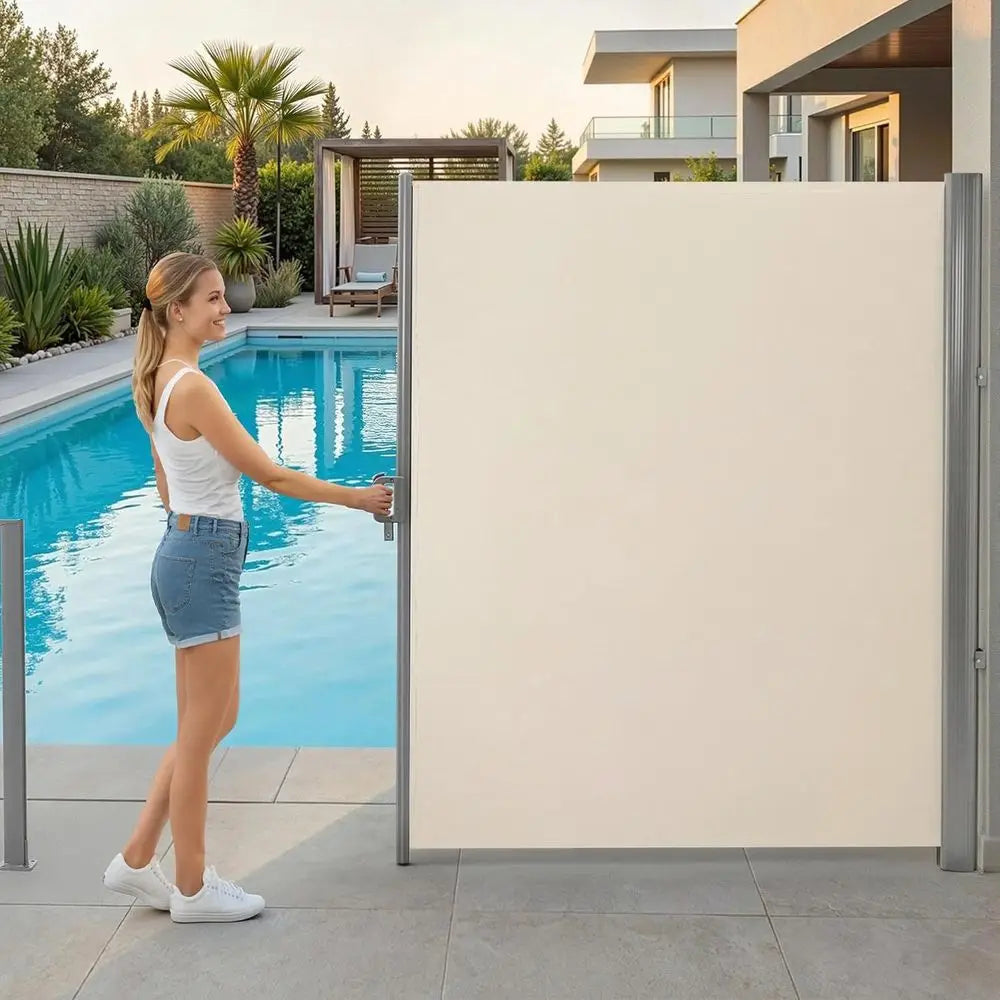 78" x 138" Aluminium Patio Retractable Side Awning, ully Assembled Waterproo Sunshade Privacy Sn or Garden, Balcony and Pools (B