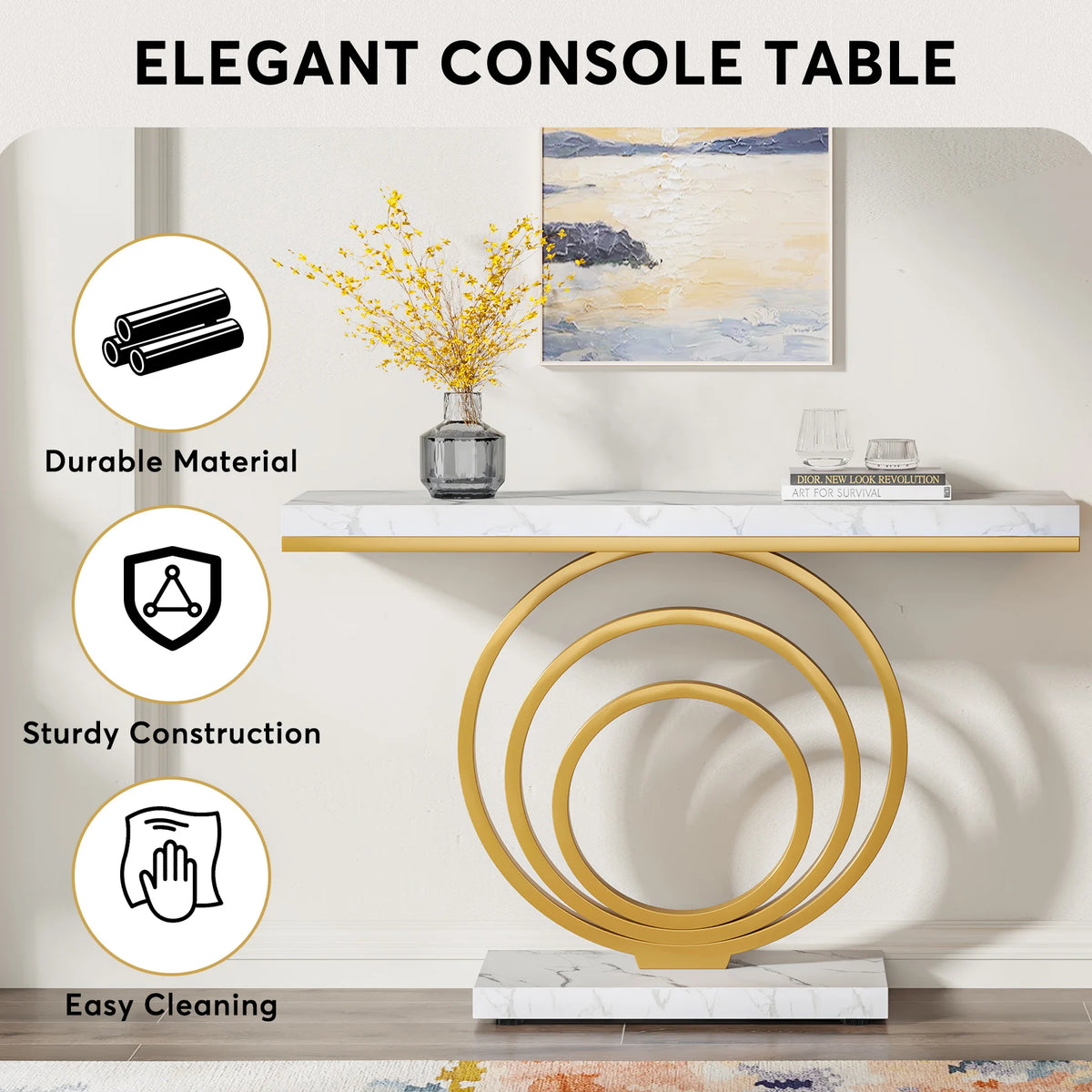 Tribesigns Modern Entryway Console Table With Unique Ring Design