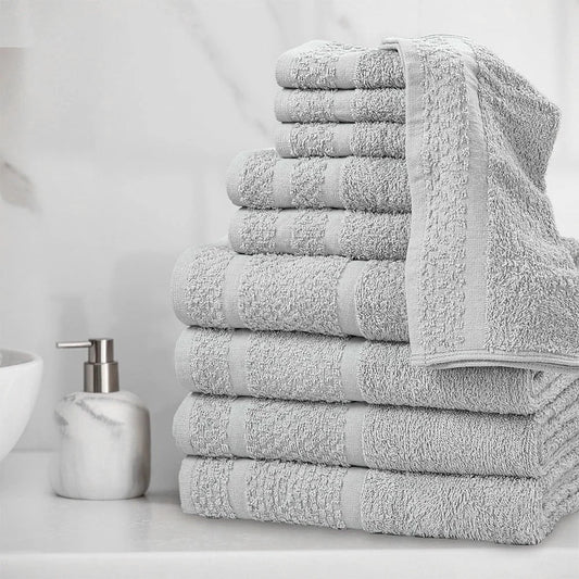 10 Piece Cotton Towel Set Soft Quick Dry Bath Towels