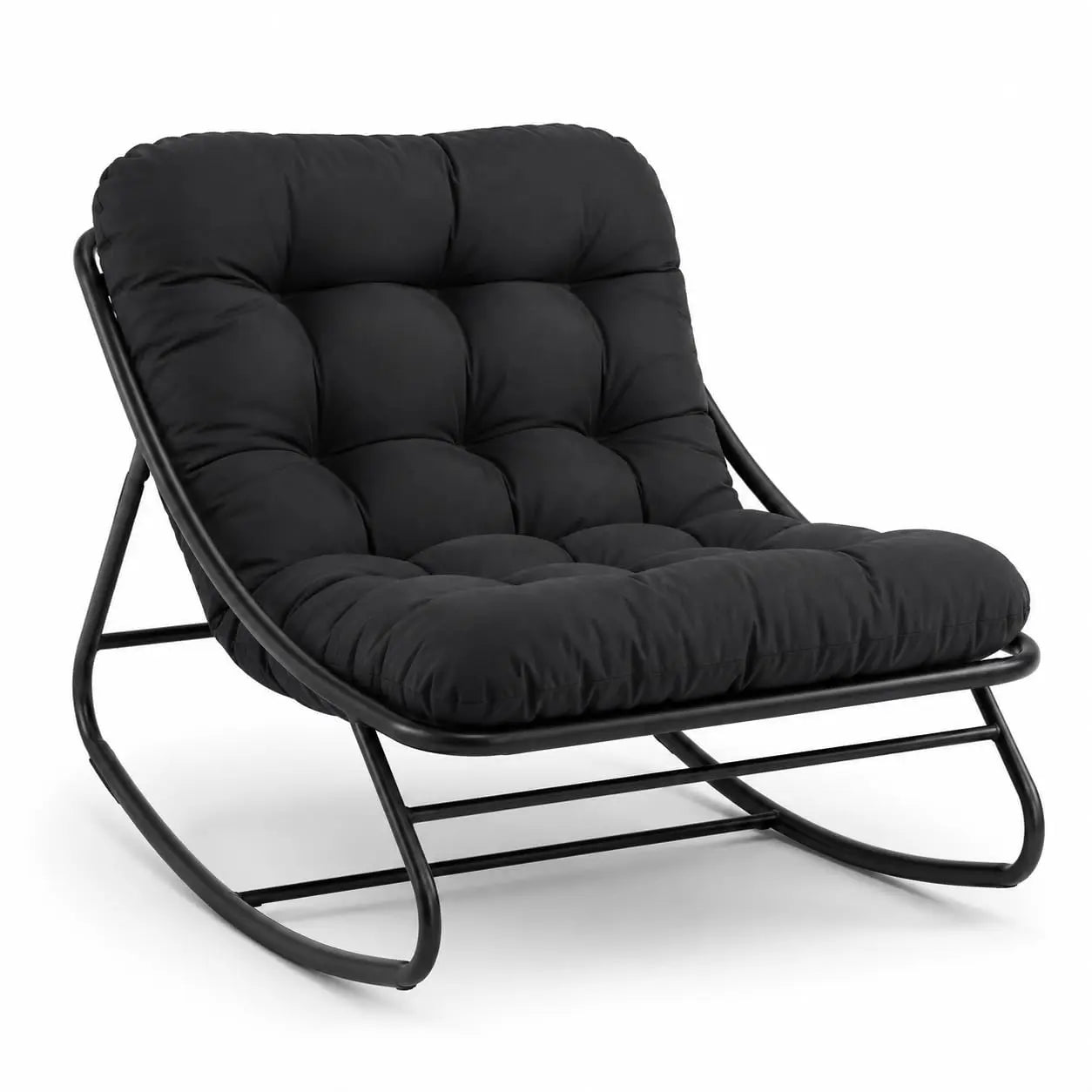 Oversized Patio Rocking Chair – Heavy Duty Metal Frame, Thick Waterproof Cushion, Ergonomic Comfy Lounge Rocker, 400 lbs Capacity, for Outdoor Porch, Garden, Balcony, Backyard
