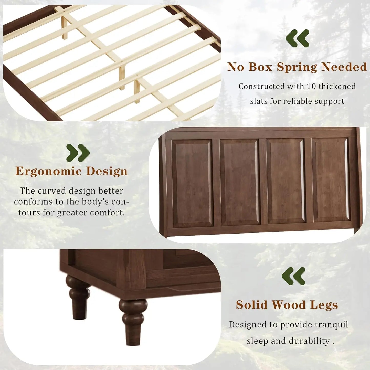 King Size Bed Frame with Headboard and Storage Bench, Solid Wood Sleigh Bed Frame No Box Spring Needed, Wood Bed Frame, Custom