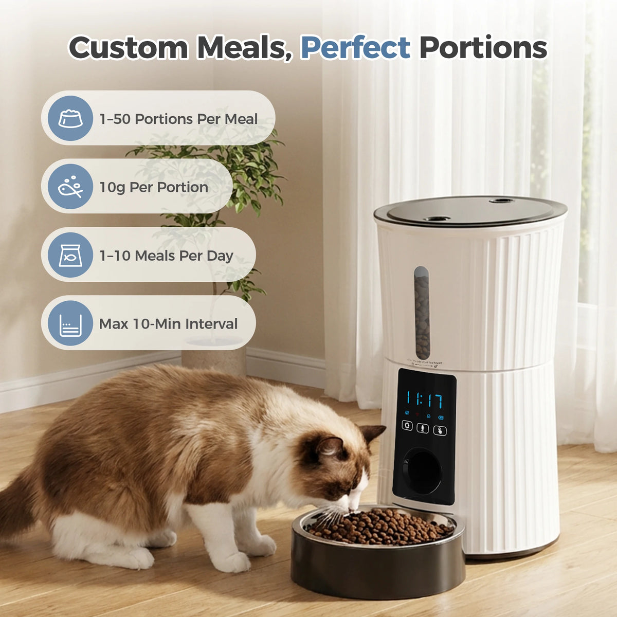 JHK Automatic WiFi Cat Feeder With App Control Timed Feeding
