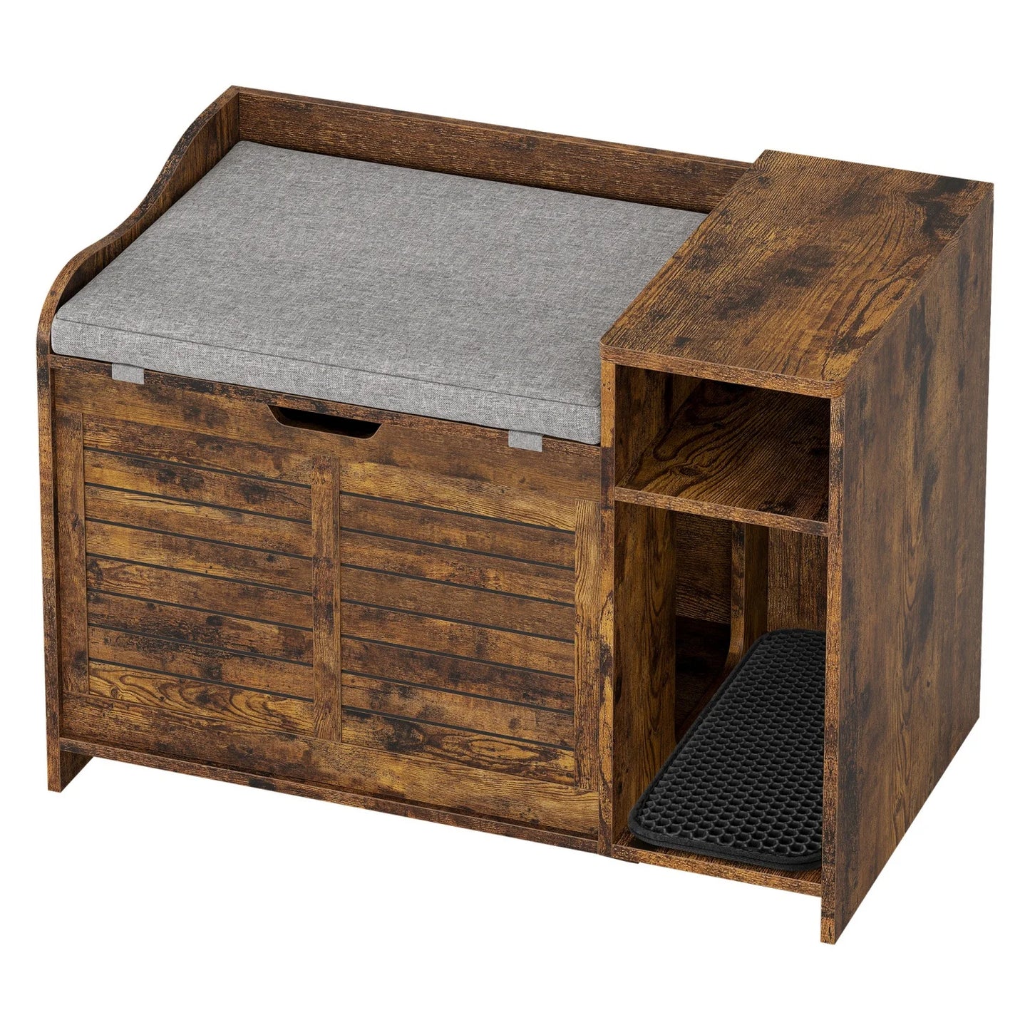 Litter Box Enclosure with Top Opening and Pad, Hidden Litter Box Furniture, Cat Litter Box Cabinet with Scratch Pad