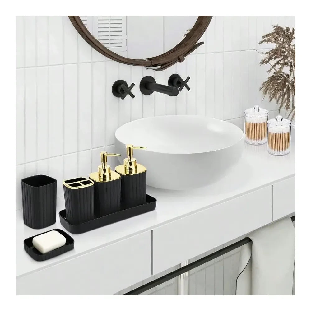 Plastic 10 Piece Bathroom Accessory Set With Toilet Brush Dispenser