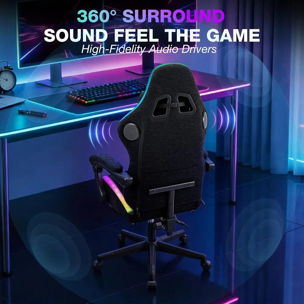 RGB Gaming Chair With Bluetooth Speakers And Music Reactive Lighting