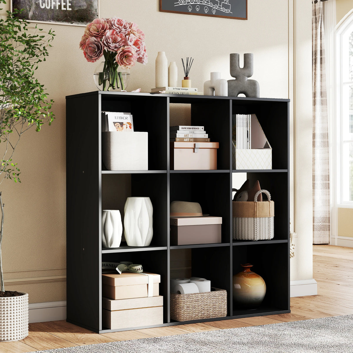 JHK Wooden Storage Organizer Bookcase Open Shelves for Home Office