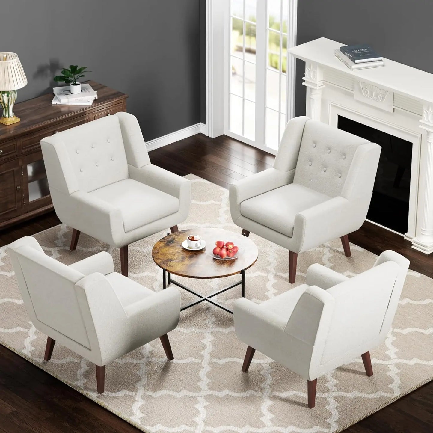 MOYU Accent Chairs Set of 4 Upholstered Button Tufted Armchairs