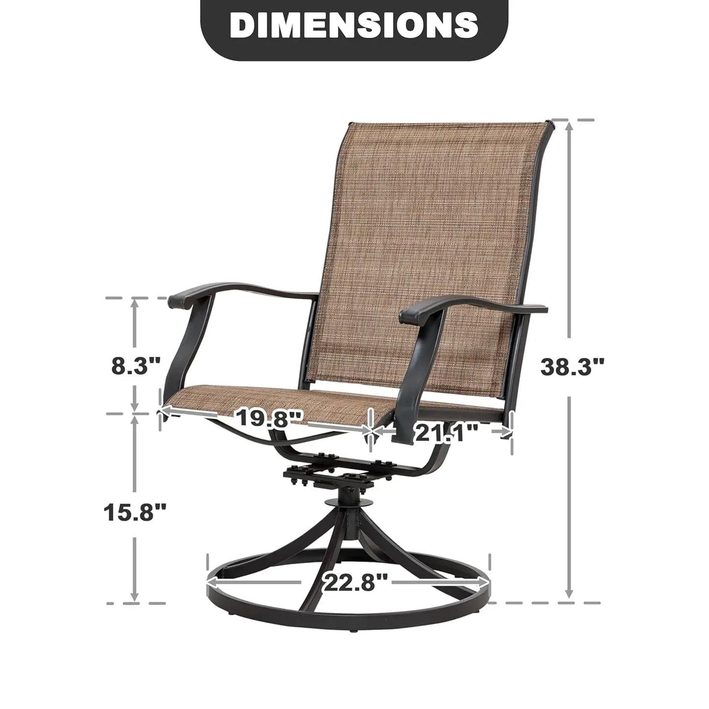 Swivel Sling Patio Dining Chairs Set of 4 All-Weather Textilene Iron Frame Outdoor Lawn Garden Backyard , Custom
