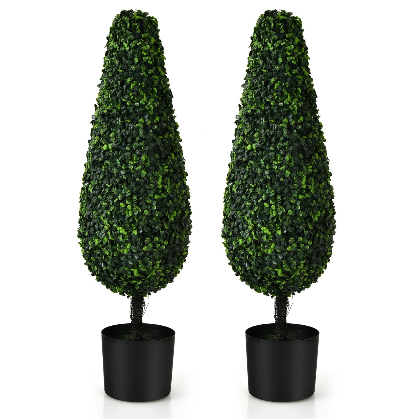 2 Pack 3FT Artificial Tower Topiary Tree UV Resistant Indoor Outdoor