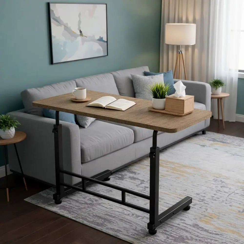 Rolling Overbed Table For Bed & Sofa – Space-Saving Mobile Side Desk, Easy To Move & Use Anywhere,Multiple Colors Available
