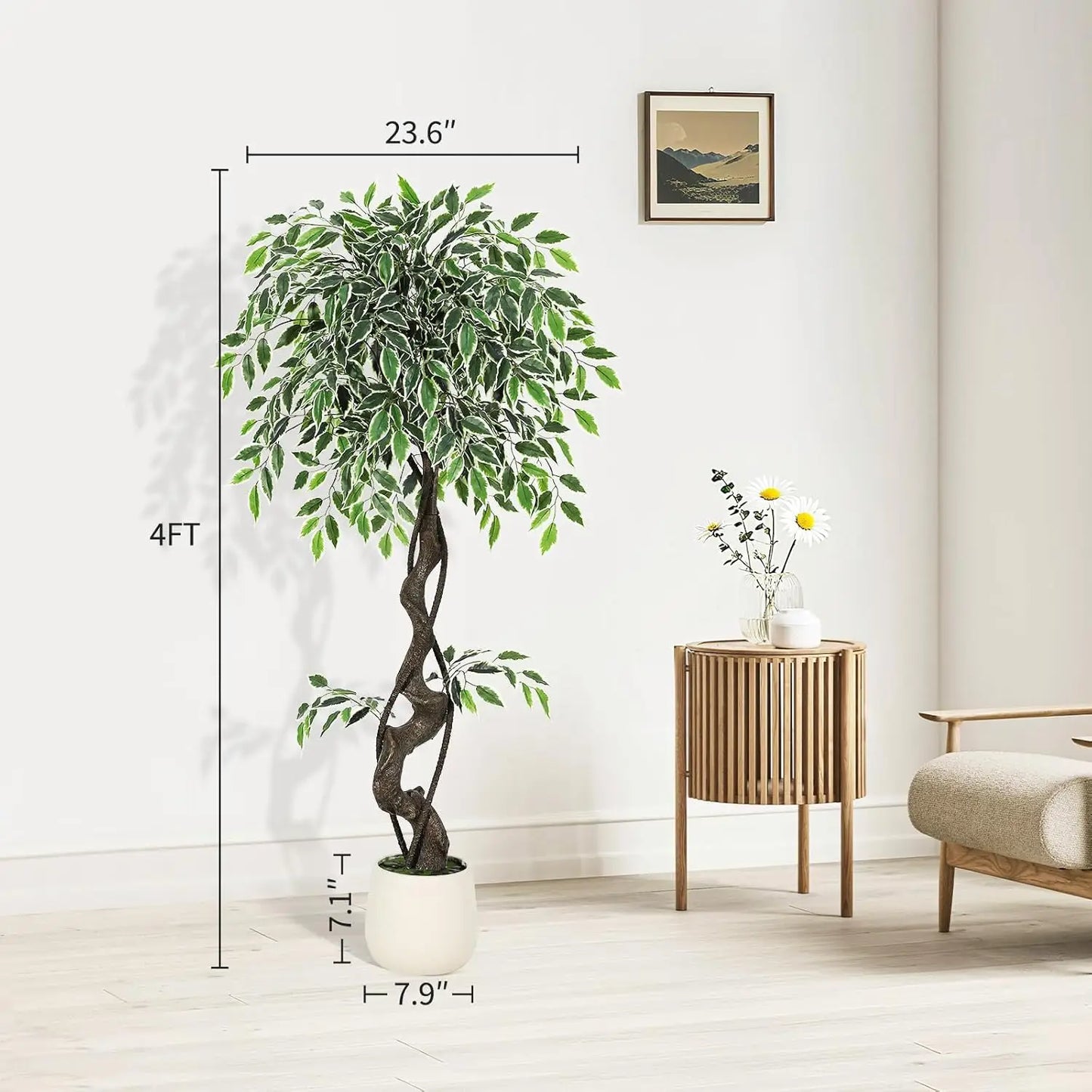 HiMISS Artificial Ficus Tree Indoor Outdoor Decorative Floor Plant