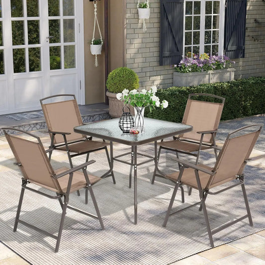 Five Piece Outdoor Dining Set With Square Patio Table Chairs