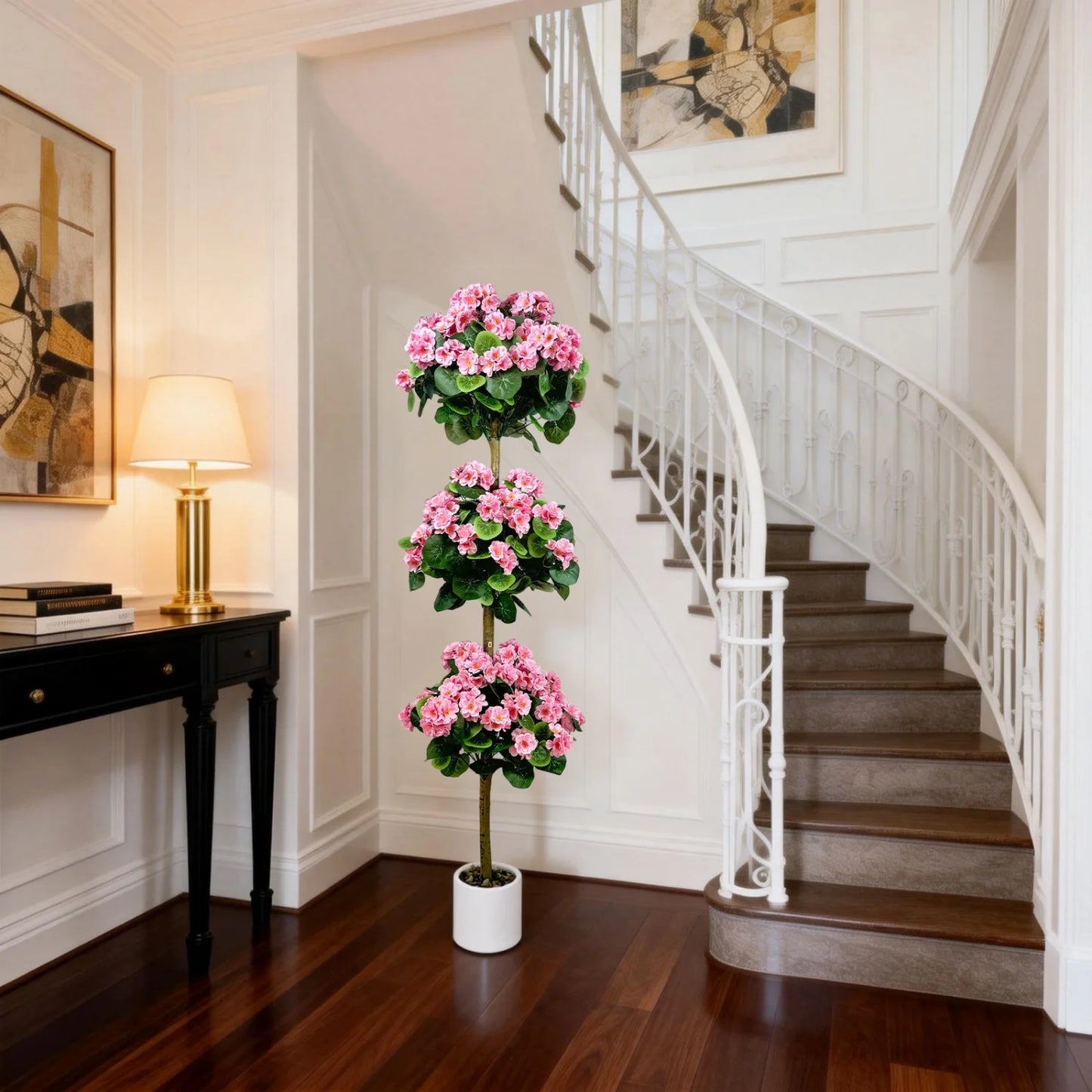 Artificial geranium plant, 5FT artificial tree with blossoms, artificial geranium flower Tree for  home,wedding,garden,balcony