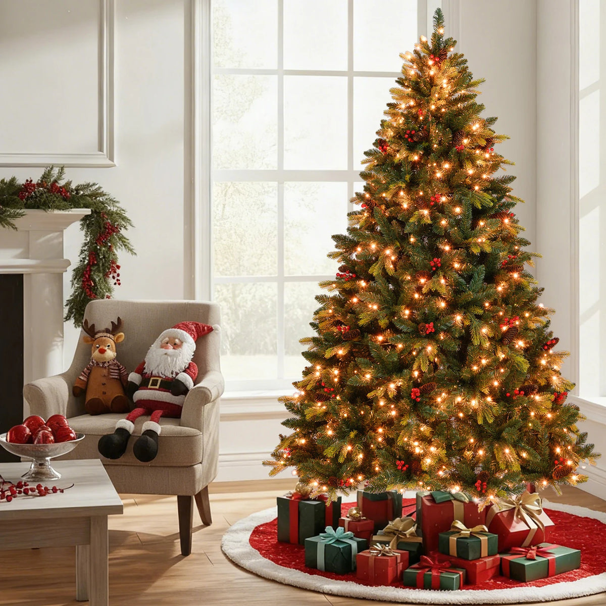 LIFEZEAL Hinged Artificial Christmas Tree With Remote And App Control
