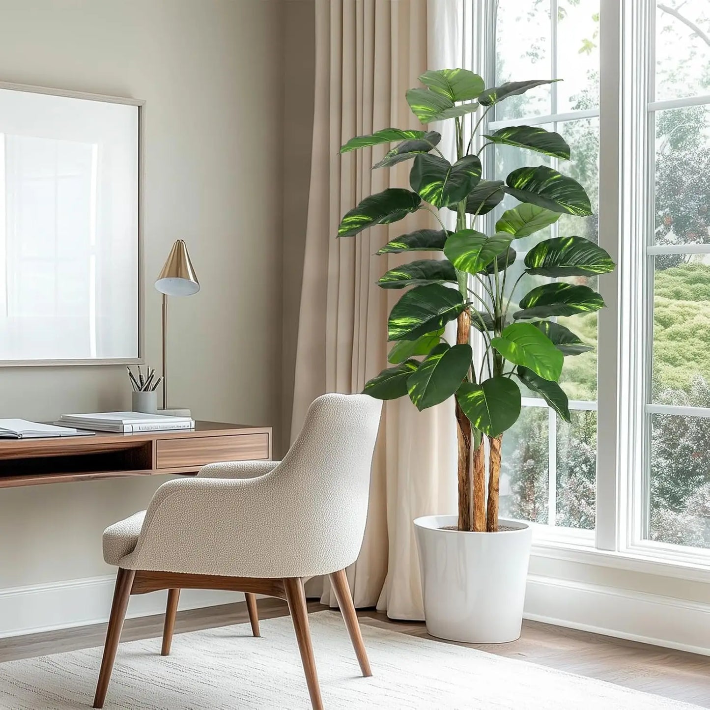 5ft/6ft Artificial Scindapsus Aureus Plant Indoor, Fake Tree, Faux Floor Plants, Artificial Tree for Home Office Living Room