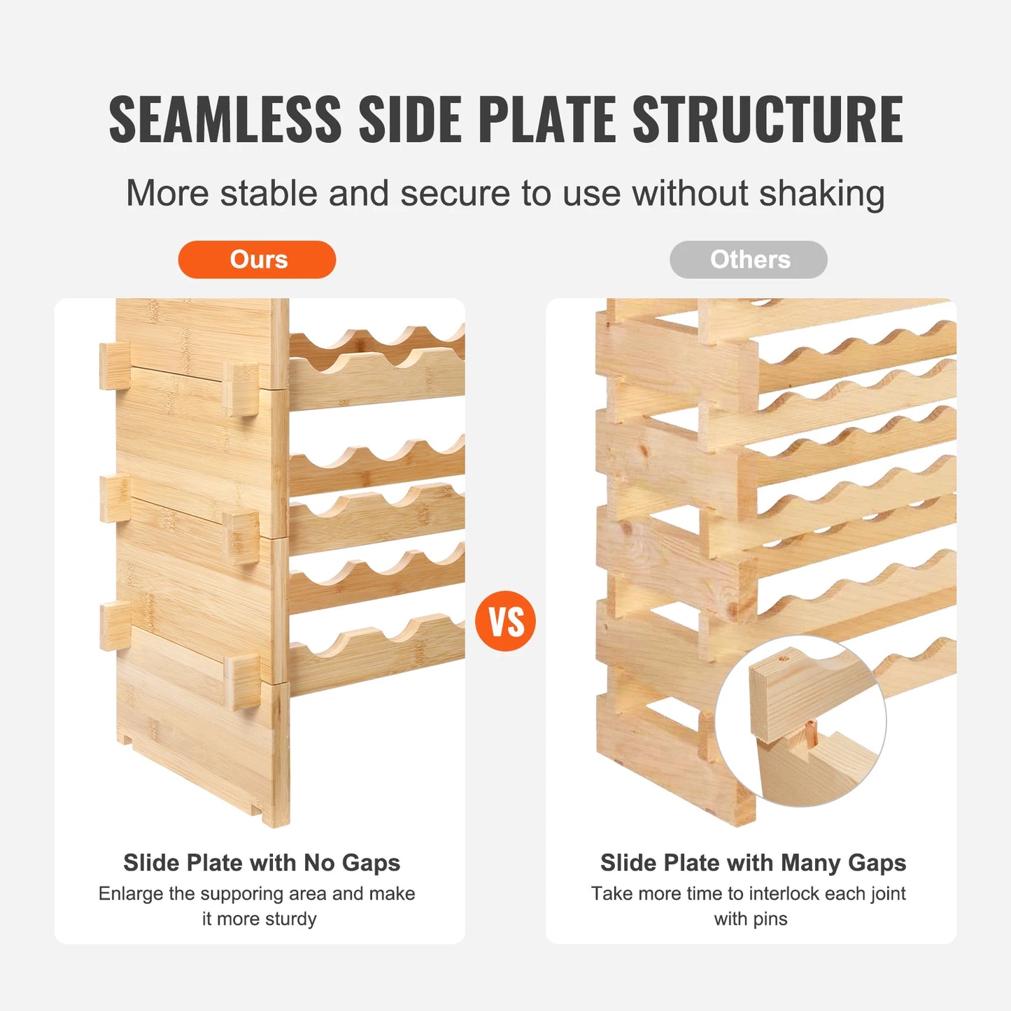 SucceBuy Bamboo 8 Tier Stackable Wine Rack Free Standing Storage