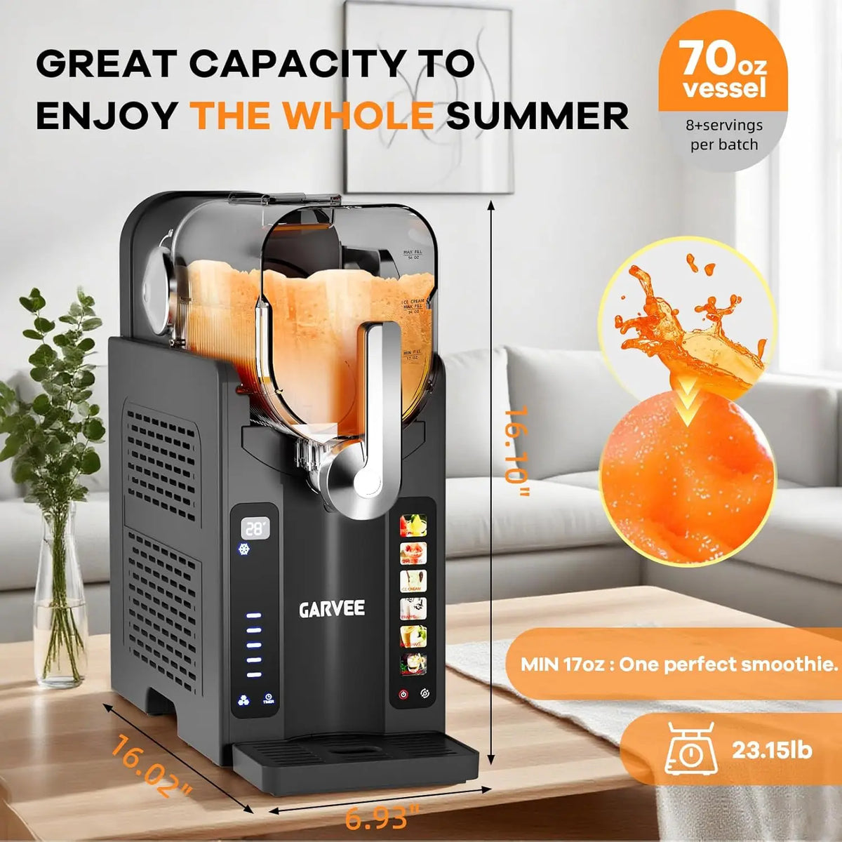 Acekool No Ice Slushie Maker With LED Display And Presets