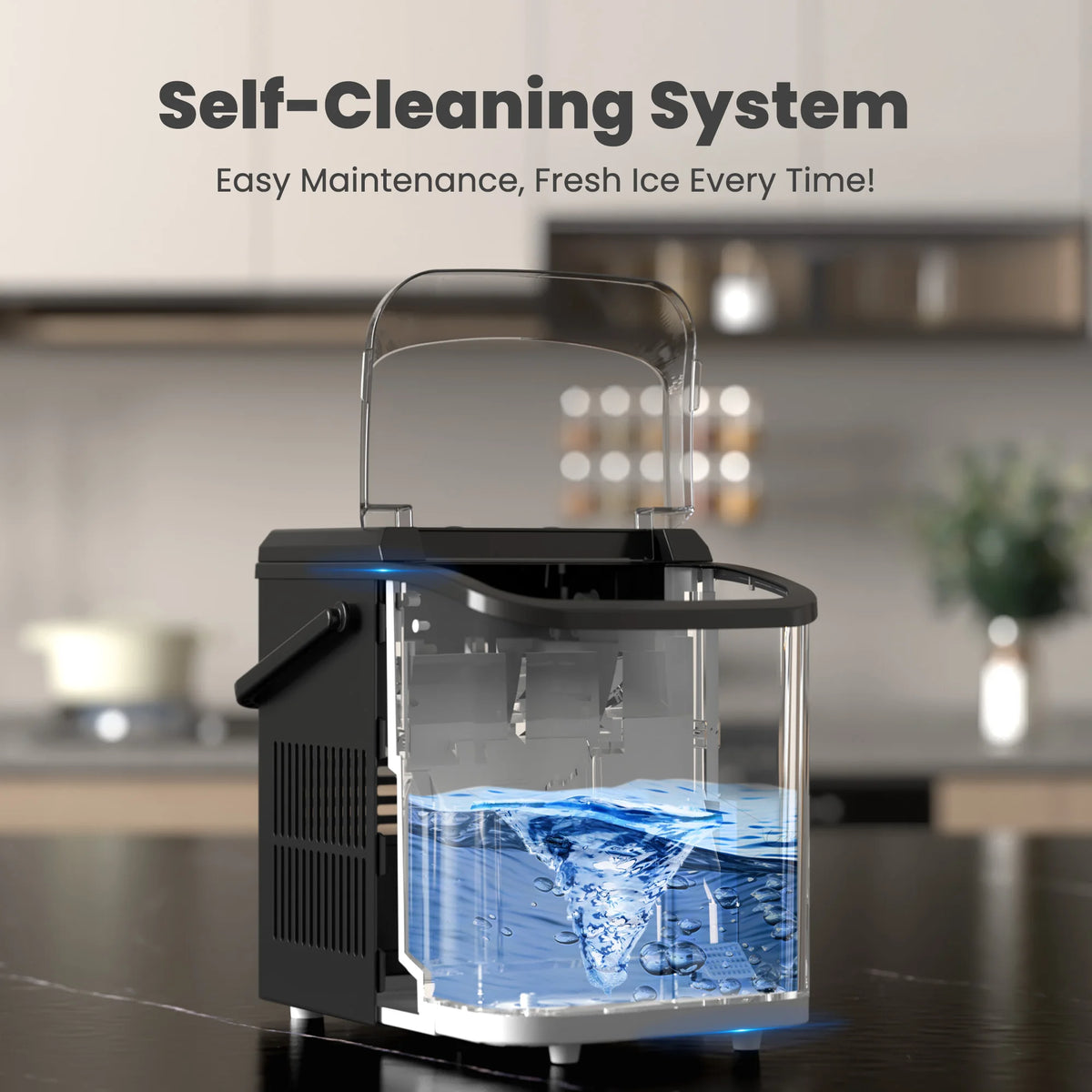 Portable Countertop Ice Maker with Self-Cleaning Bullet Ice Cubes