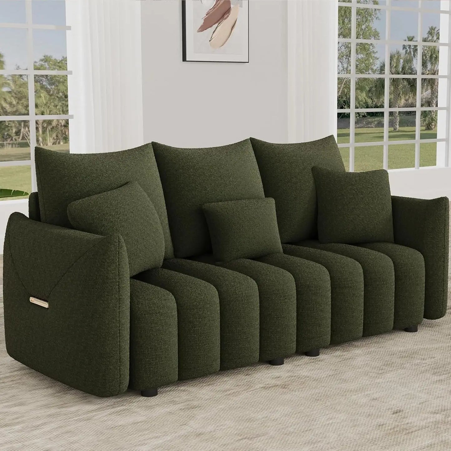 81" Modern Sofa Couch, Comfy Upholstered Teddy Deep Seat Boucle Sofa, Modern 3-Seater Cloud Couch, Oversized Loveseat, Custom