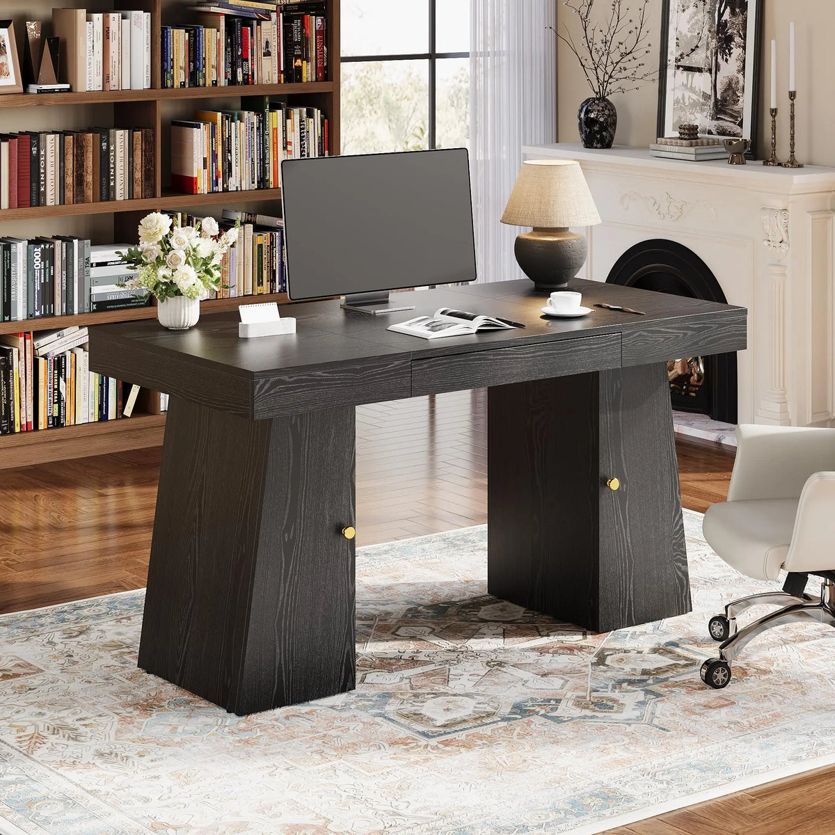 HiMISS Computer Desk With Drawer Cabinet And Storage Shelves