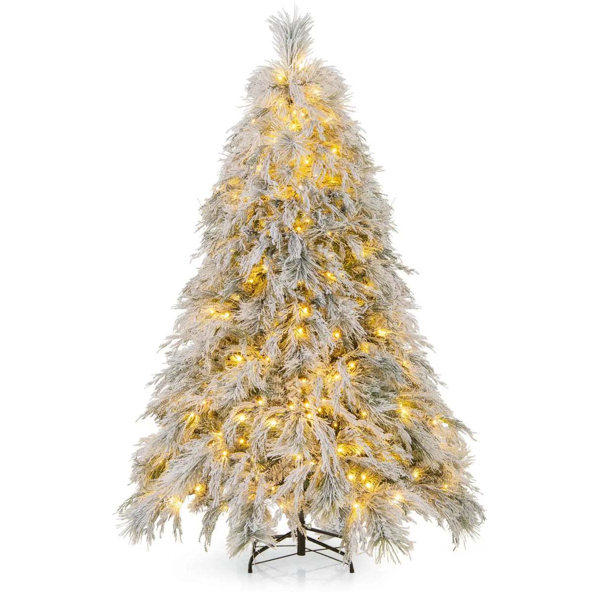 MULTIGOT Pre Lit Artificial Christmas Tree With Flocked Pine Tips