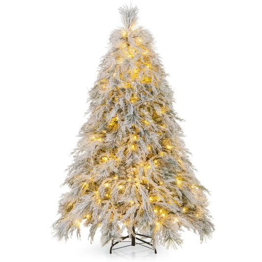 MULTIGOT Pre Lit Artificial Christmas Tree With Flocked Pine Tips