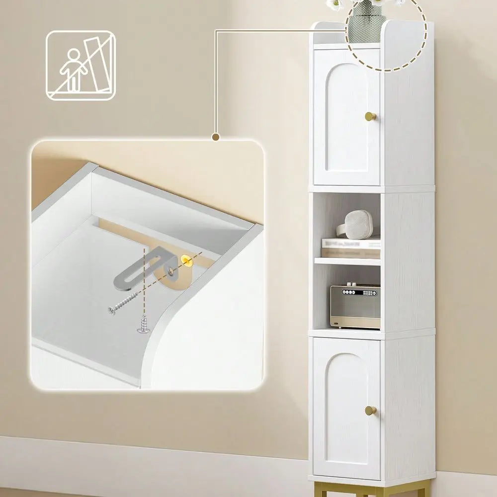 HaluPeit Narrow Bathroom Storage Cabinet, Bathroom Organizers And Storage With 2 Doors, Open Space,Adjustable Shelf, Laundry Ro