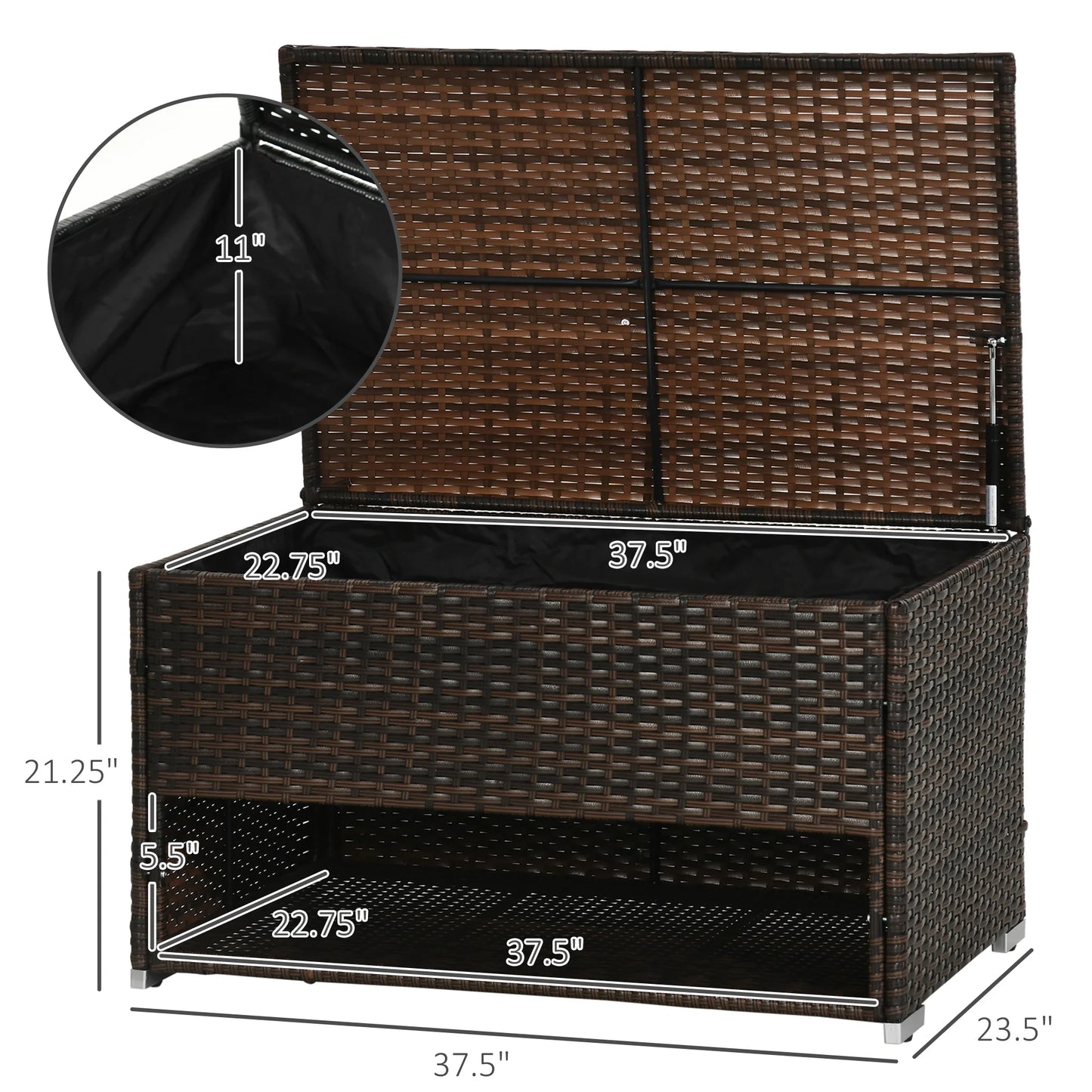 Outsunny Outdoor Towel Rack for Pool, W/ Shoe Layer & Inner Liner, Brown