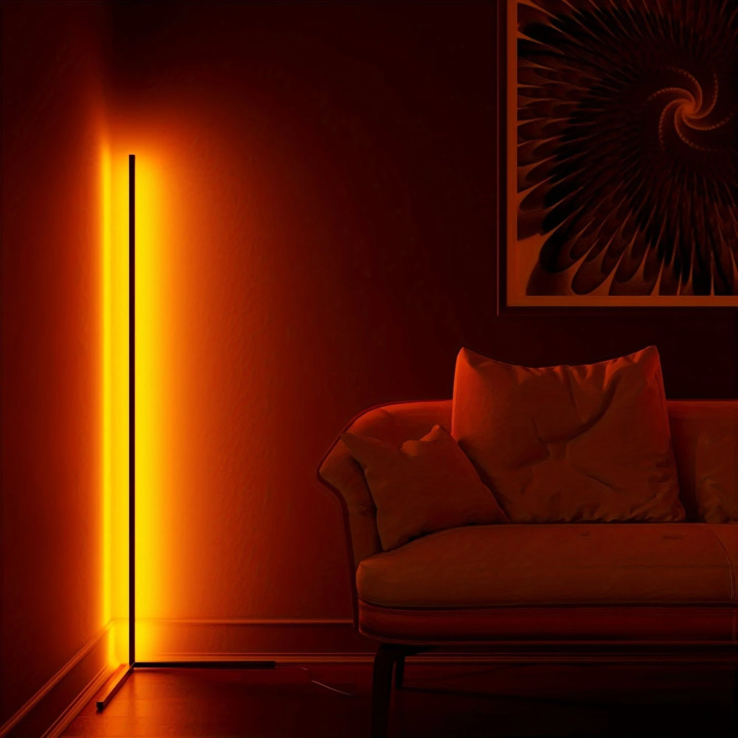 RGB LED Corner Floor Lamp For Living Room Bedroom Game Room
