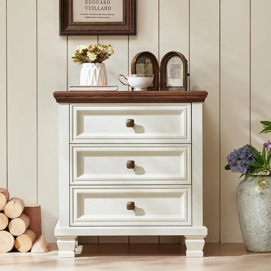 Nightstand Set Of 2 With 3-Drawer Rustic Bedside Tables