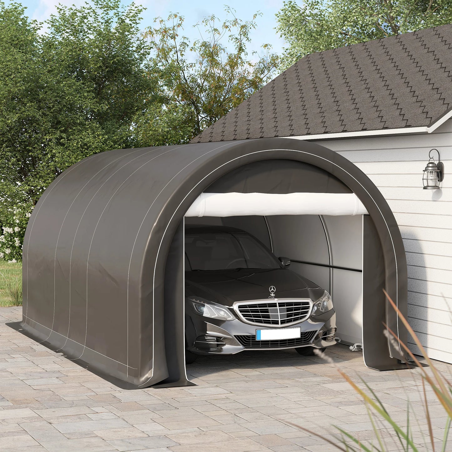 Outsunny 10' X 16' Carport Storage Tent Anti-Uv Pe Portable Garage, Gray