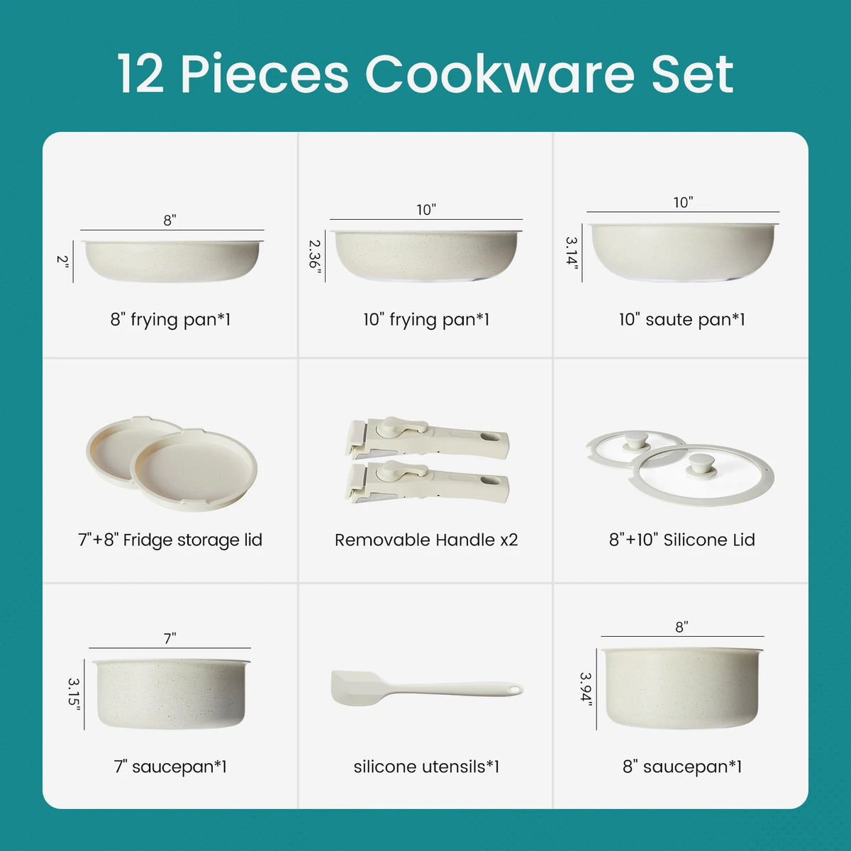 Nonstick Granite Pots And Pans Set With Induction Detachable Handles