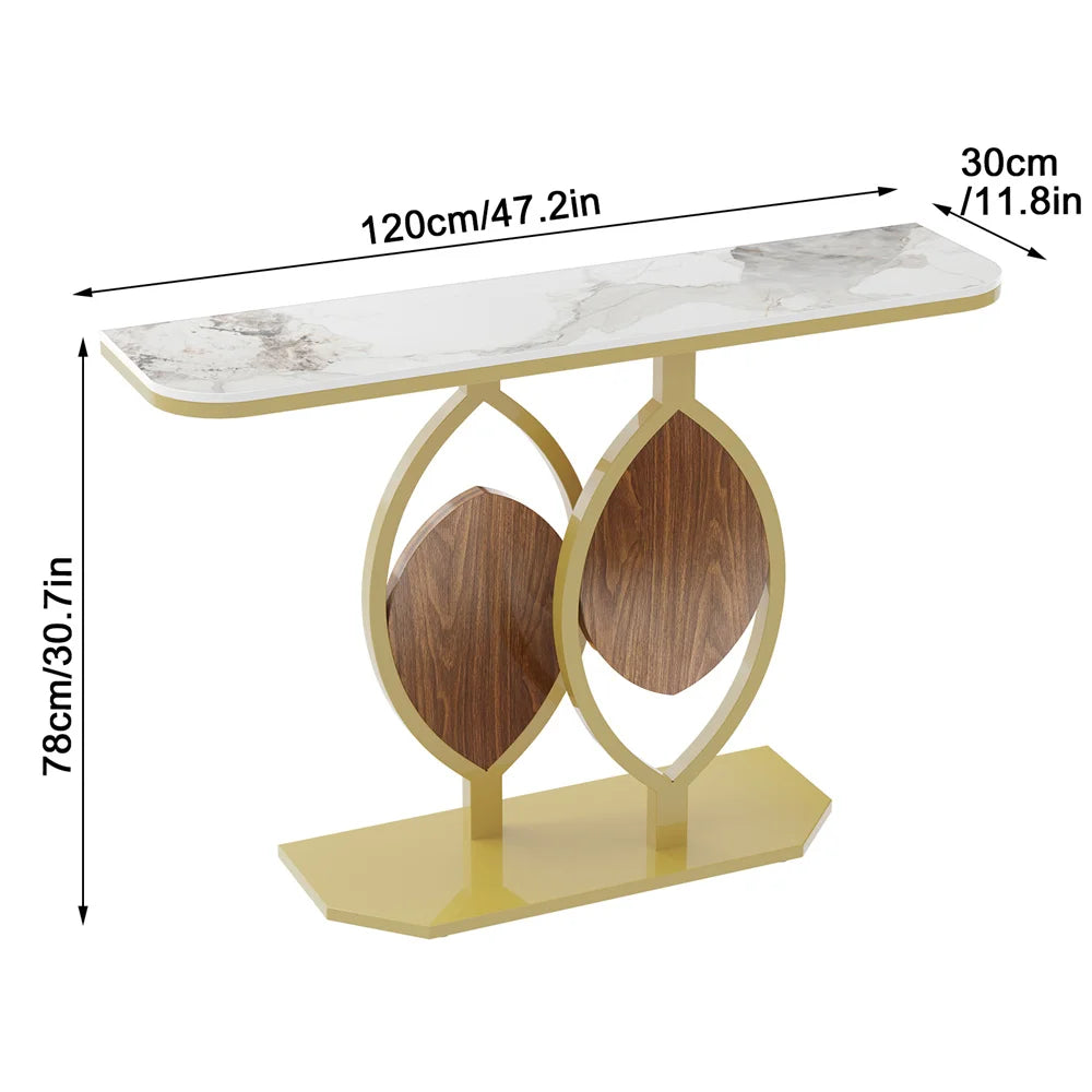 LUVODI Luxury Modern Marble Console Table Anti-Scratch Entryway Table for Living Room Bedroom Sofa Back Decor