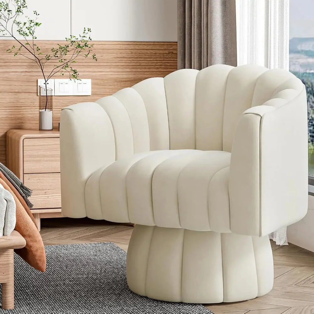 MOYU Velvet Upholstered Swivel Accent Chair 360 Degree Spin Armrest