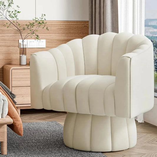 MOYU Velvet Upholstered Swivel Accent Chair 360 Degree Spin Armrest
