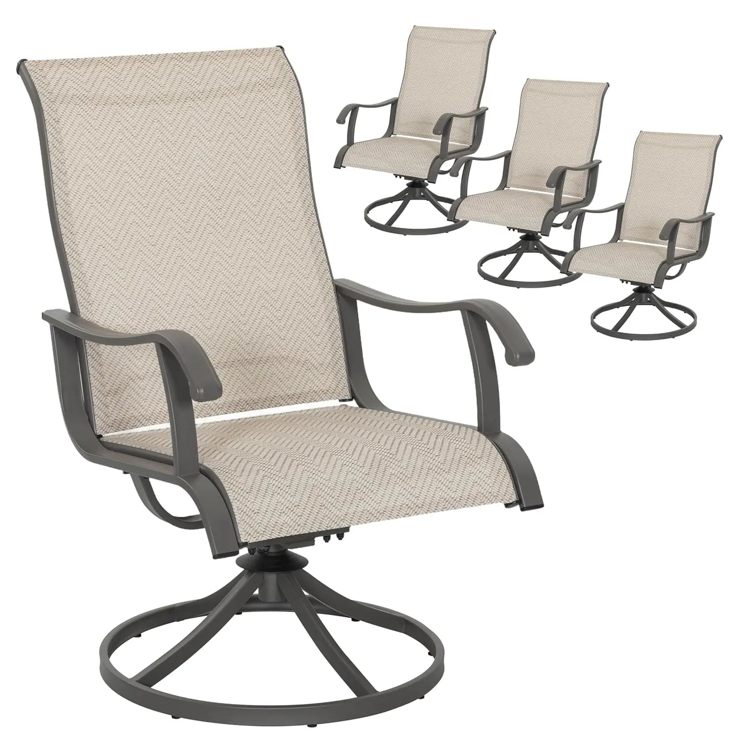 Swivel Sling Patio Dining Chairs Set of 4 All-Weather Textilene Iron Frame Outdoor Lawn Garden Backyard , Custom