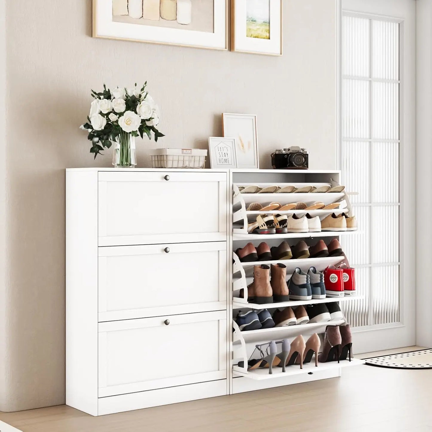 XIAOLANG Shoes Storage Cabinet With 3 Flip Drawers