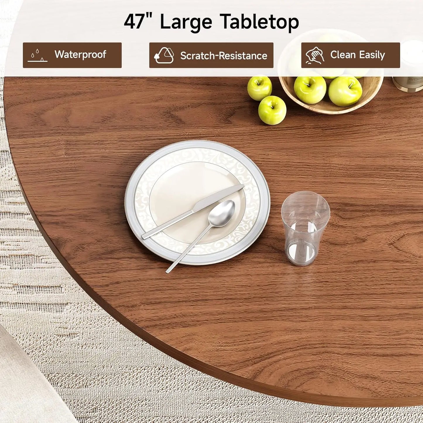 MOYU Round Dining Table For Four Modern Farmhouse Circle Table