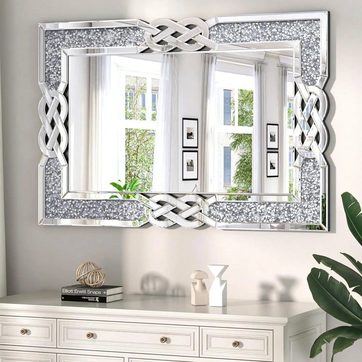Crystal Crush Diamond Accent Mirror For Wall Decor