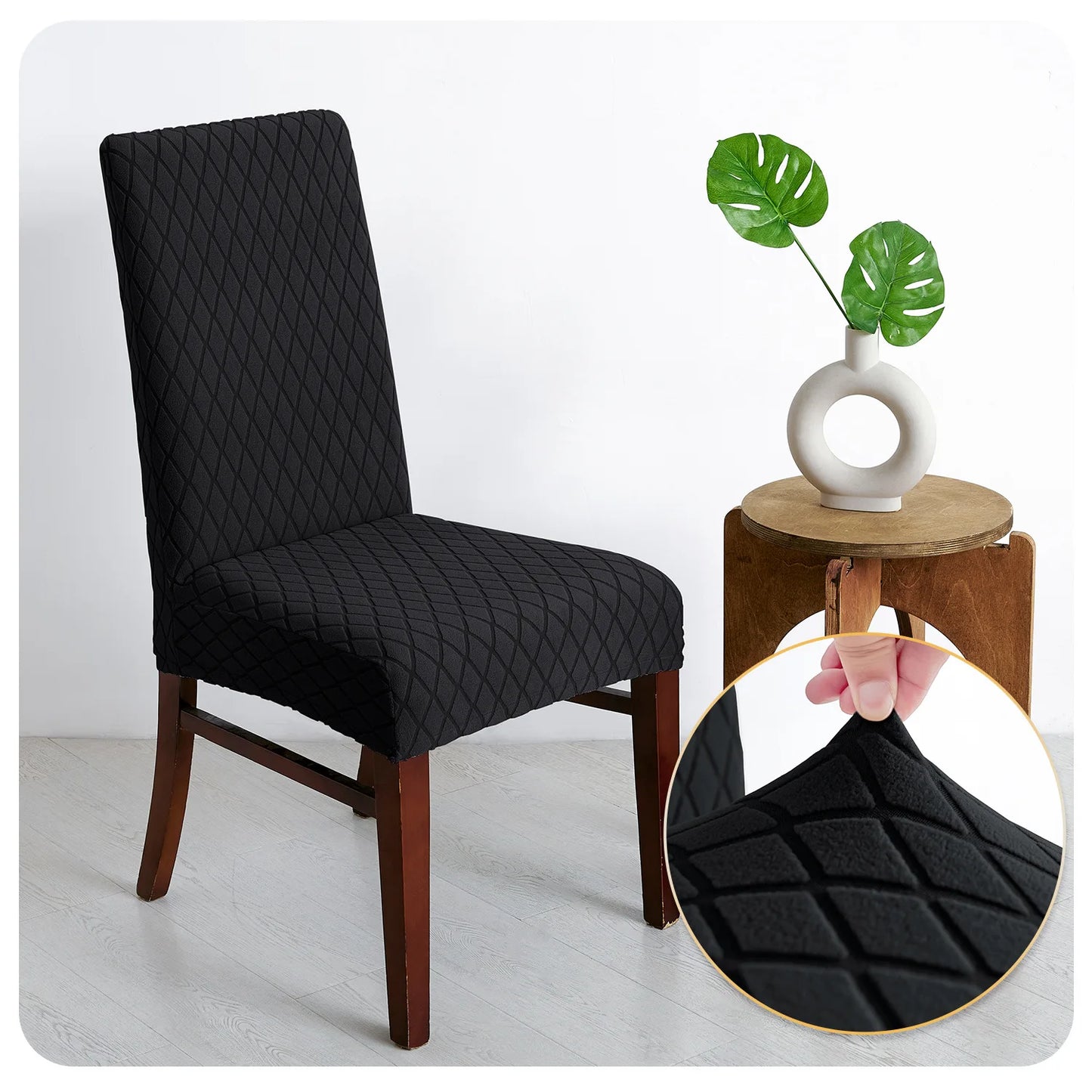 NONECN Jacquard Chair Cover Set Diamond Pattern Elastic Slipcovers